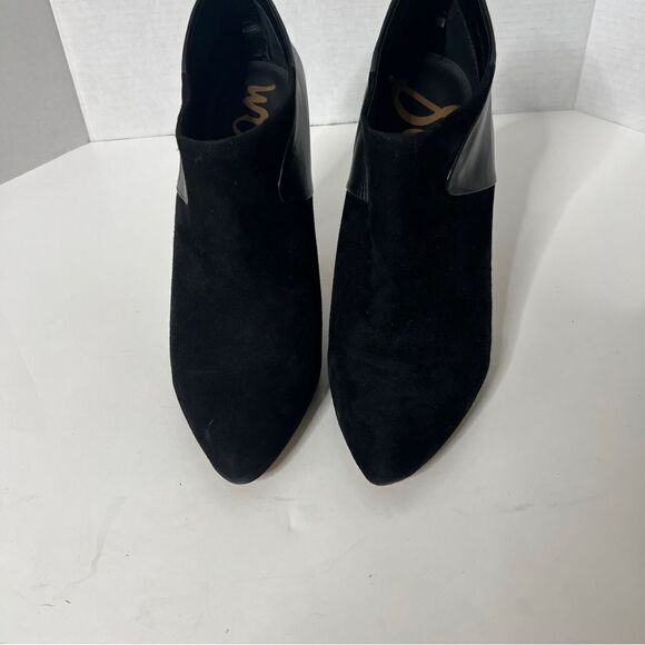SAM EDELMAN Jacelyn Black Suede Leather Zip Up Stiletto Ankle Booties Boots - Picture 4 of 9